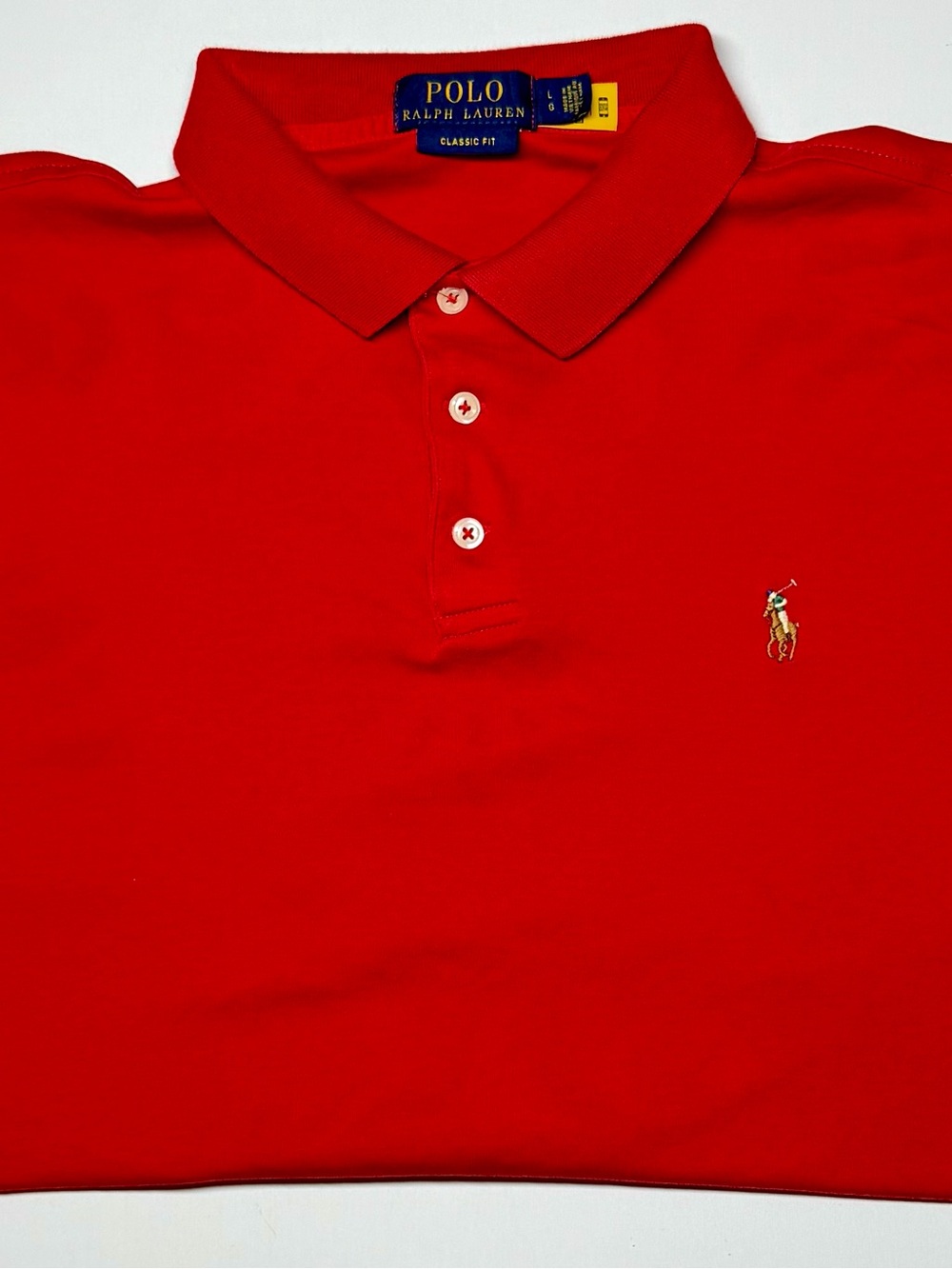 Polo‎ Ralph Lauren Classic Fit Red Cotton Mesh Pique Polo Shirt Men’s L